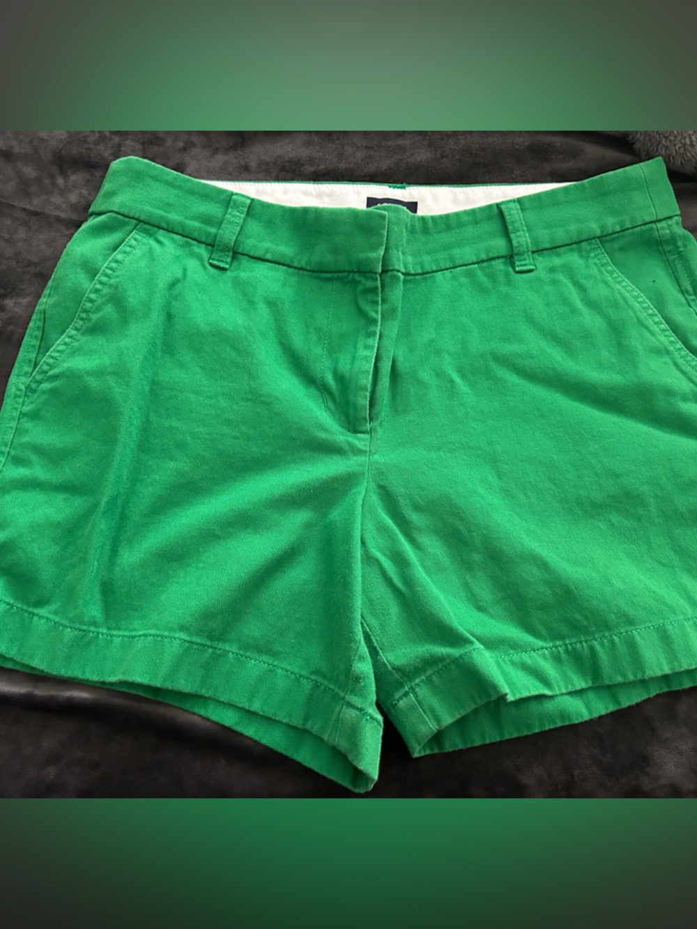 J. Crew Bright Green High-Rise Chino Shorts
